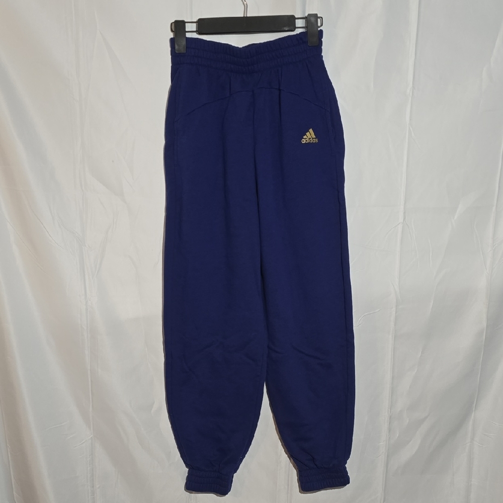 Womens Adidas Blue Joggers With Gold Emblem. Never Worn.